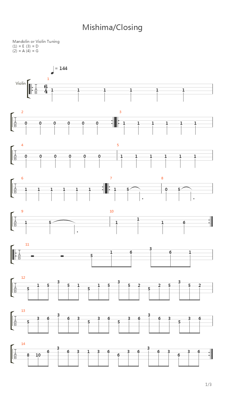 Mishima Closing吉他谱