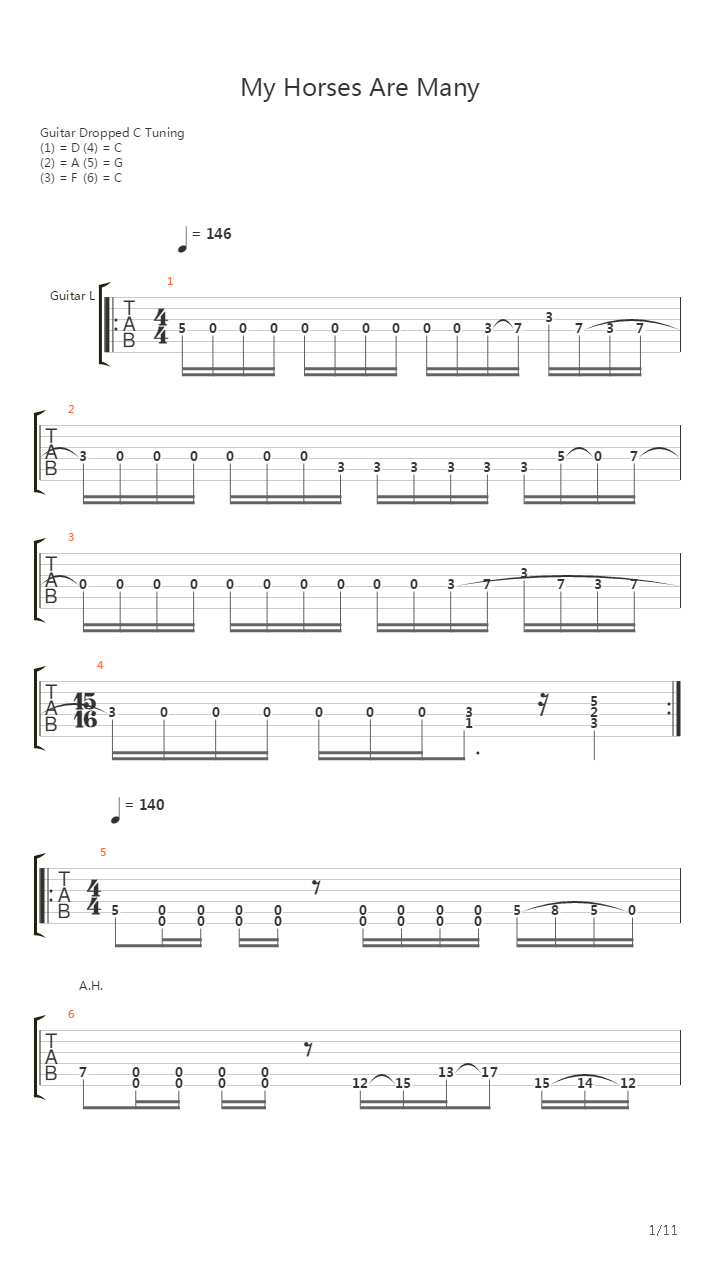My Horses Are Many吉他谱