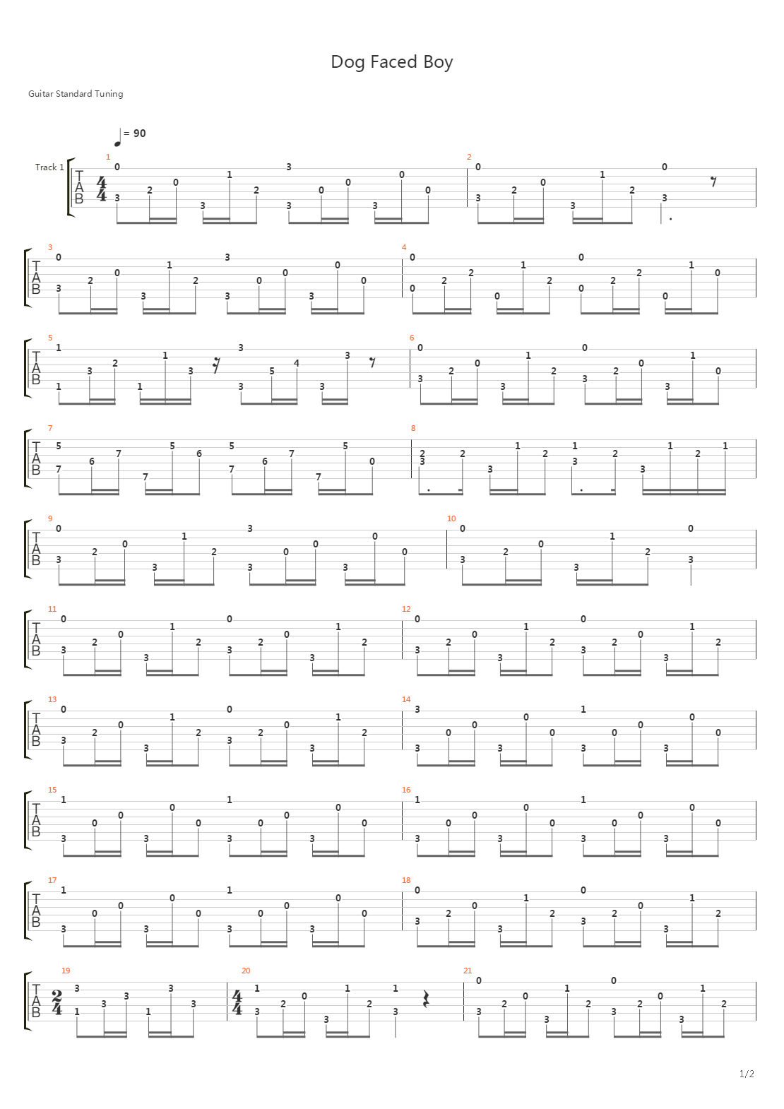 Dog Faced Boy吉他谱