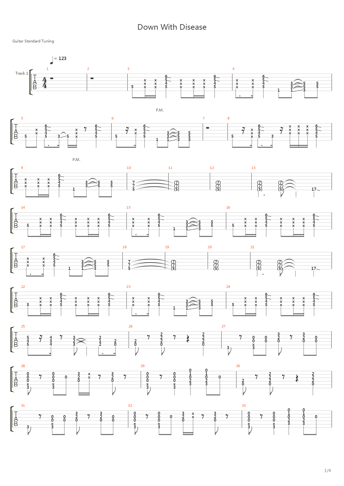 Down With Disease吉他谱