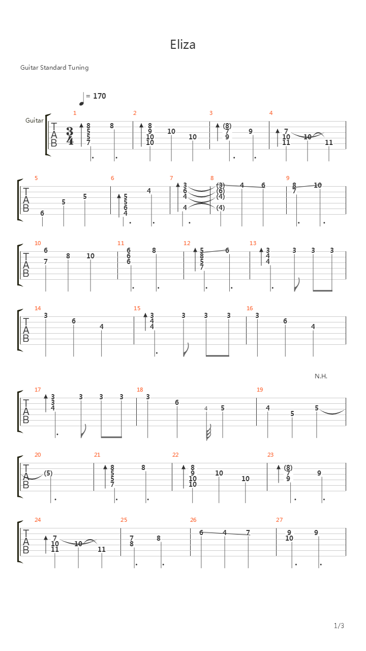 Eliza吉他谱