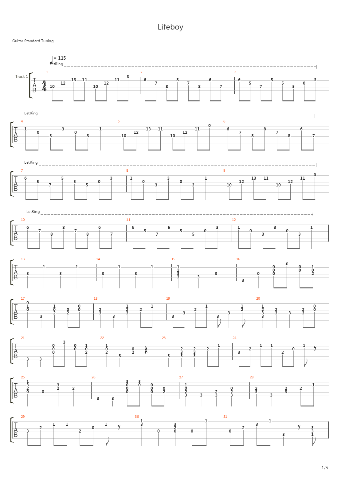 Lifeboy吉他谱