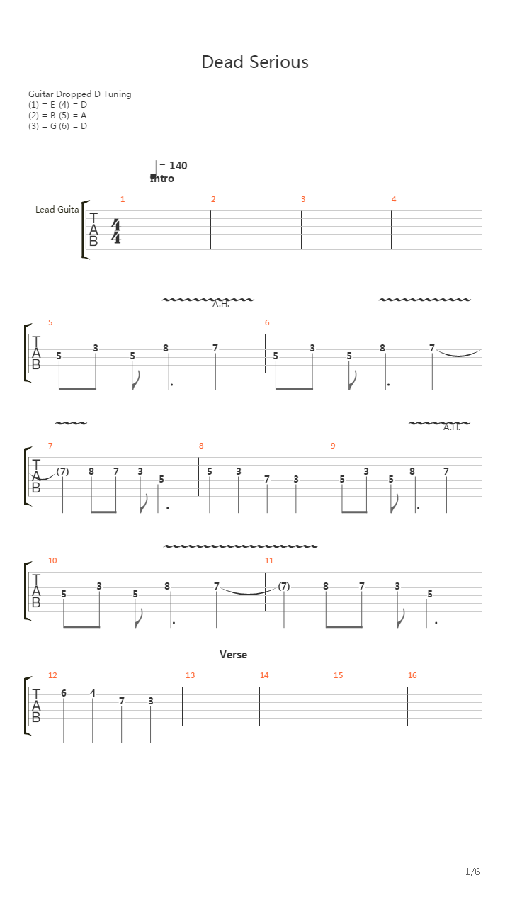 Dead Serious吉他谱