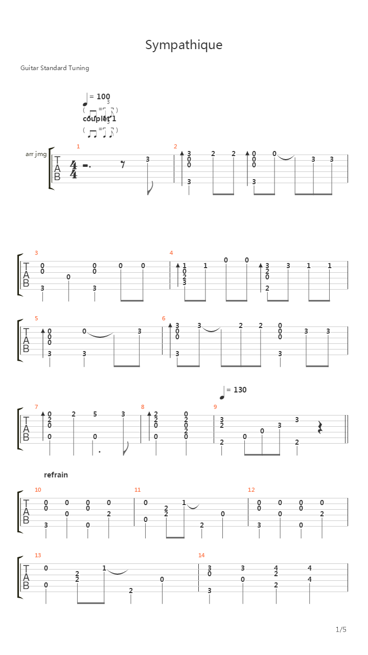 Sympathique吉他谱