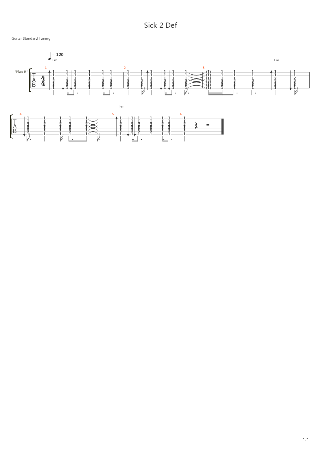 Sick 2 Def吉他谱