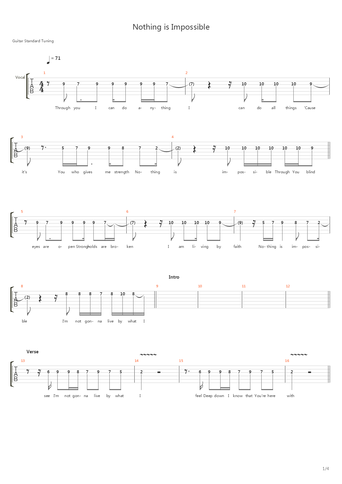 Nothing Is Impossible吉他谱