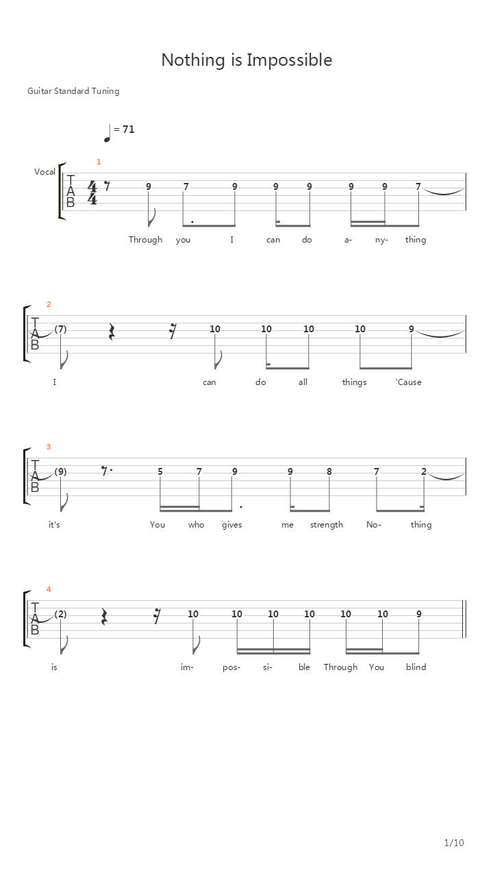 Nothing Is Impossible吉他谱