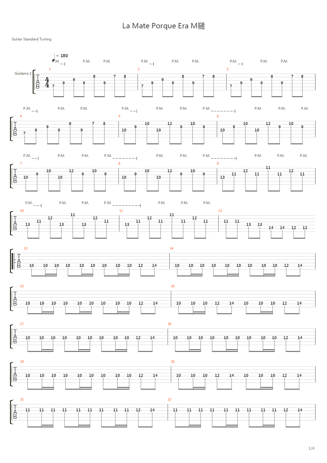 La Mate Porque Era Mia吉他谱