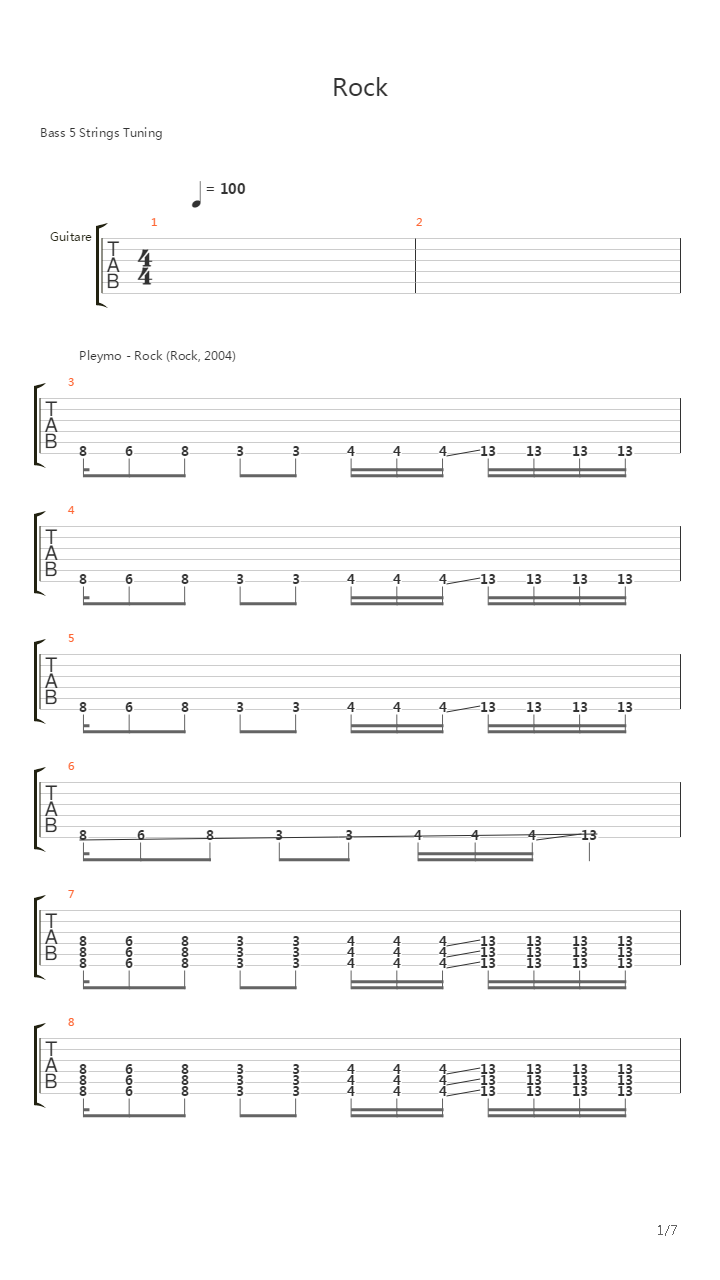 Rock吉他谱