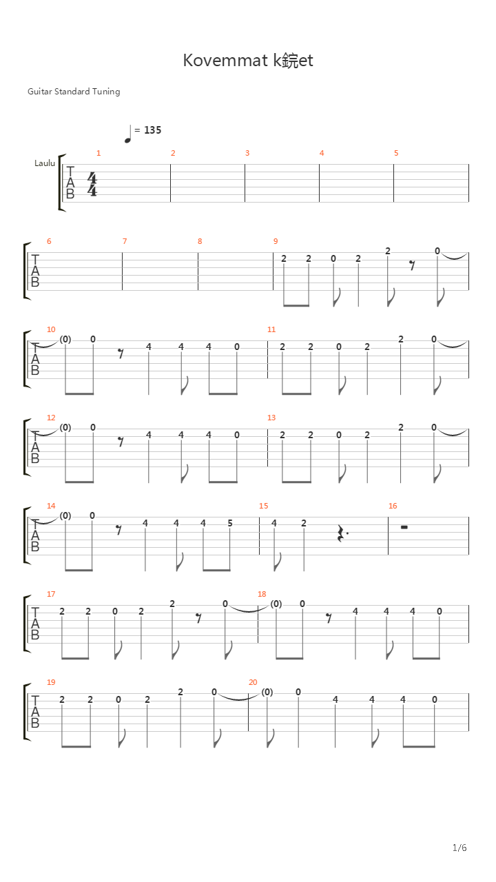 Kovemmat Kadet吉他谱
