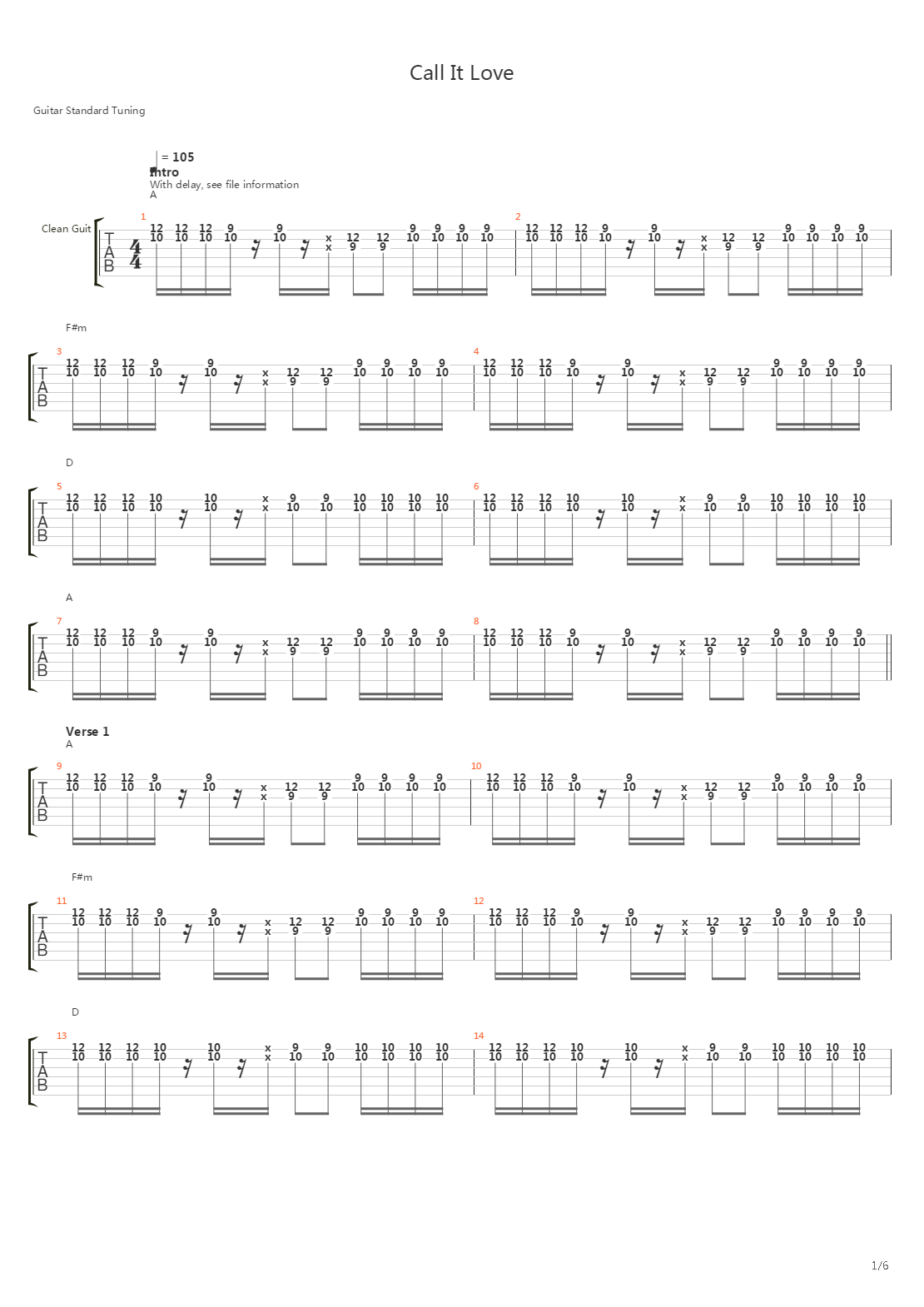 Call It Love吉他谱