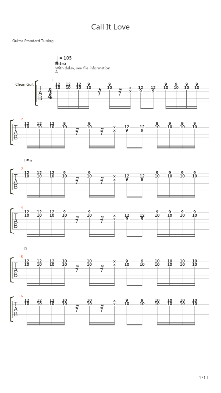 Call It Love吉他谱