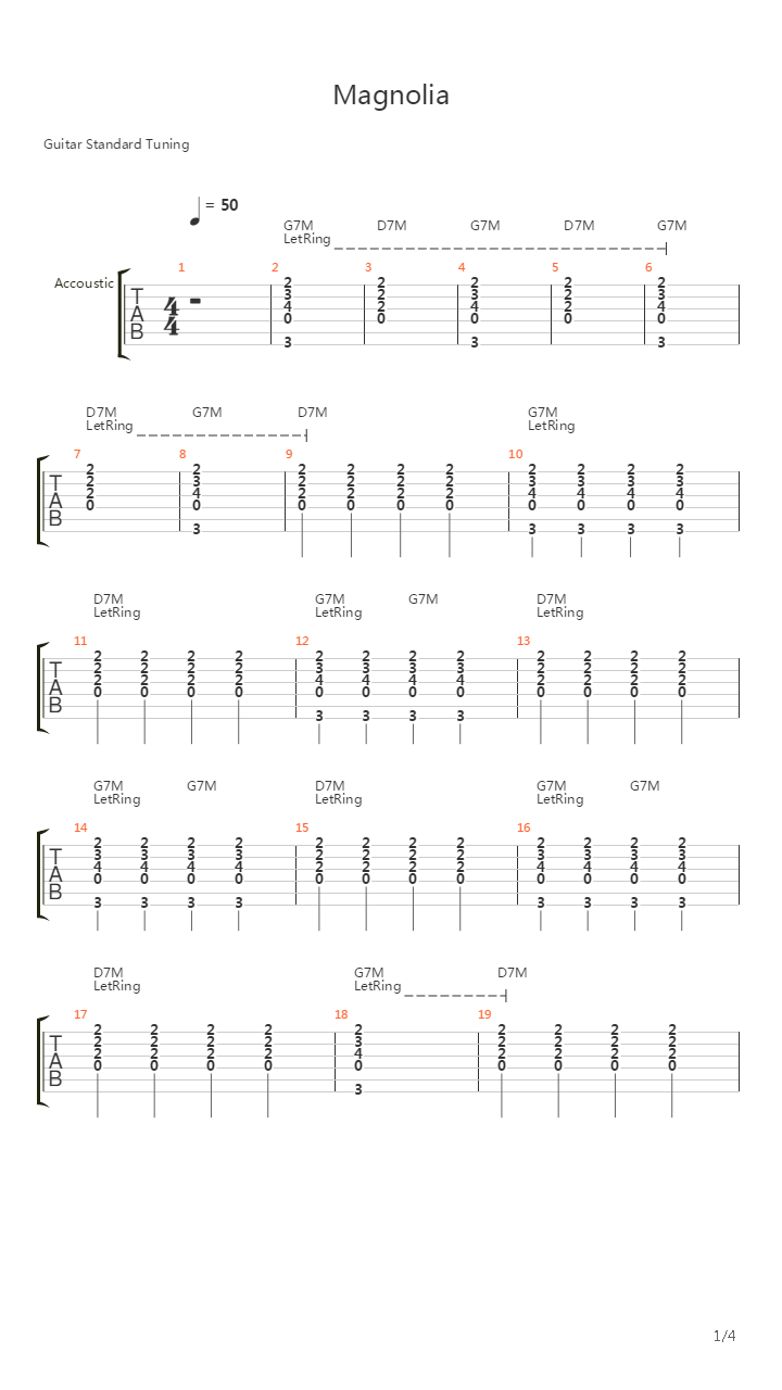 Magnolia吉他谱