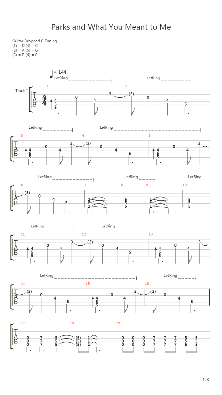 Parks And What You Meant To Me吉他谱