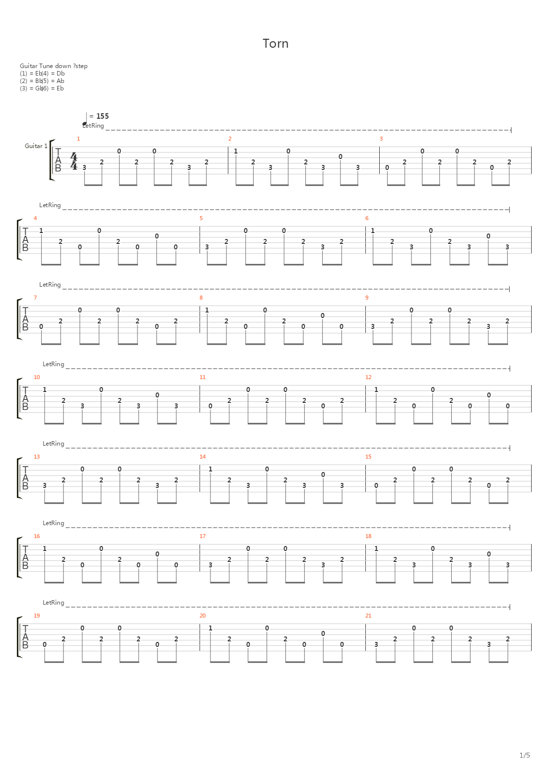 Torn吉他谱