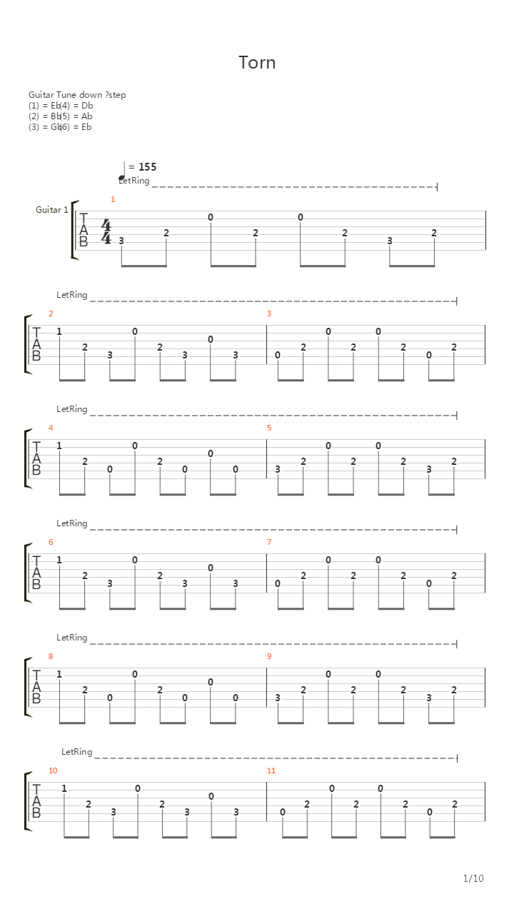 Torn吉他谱