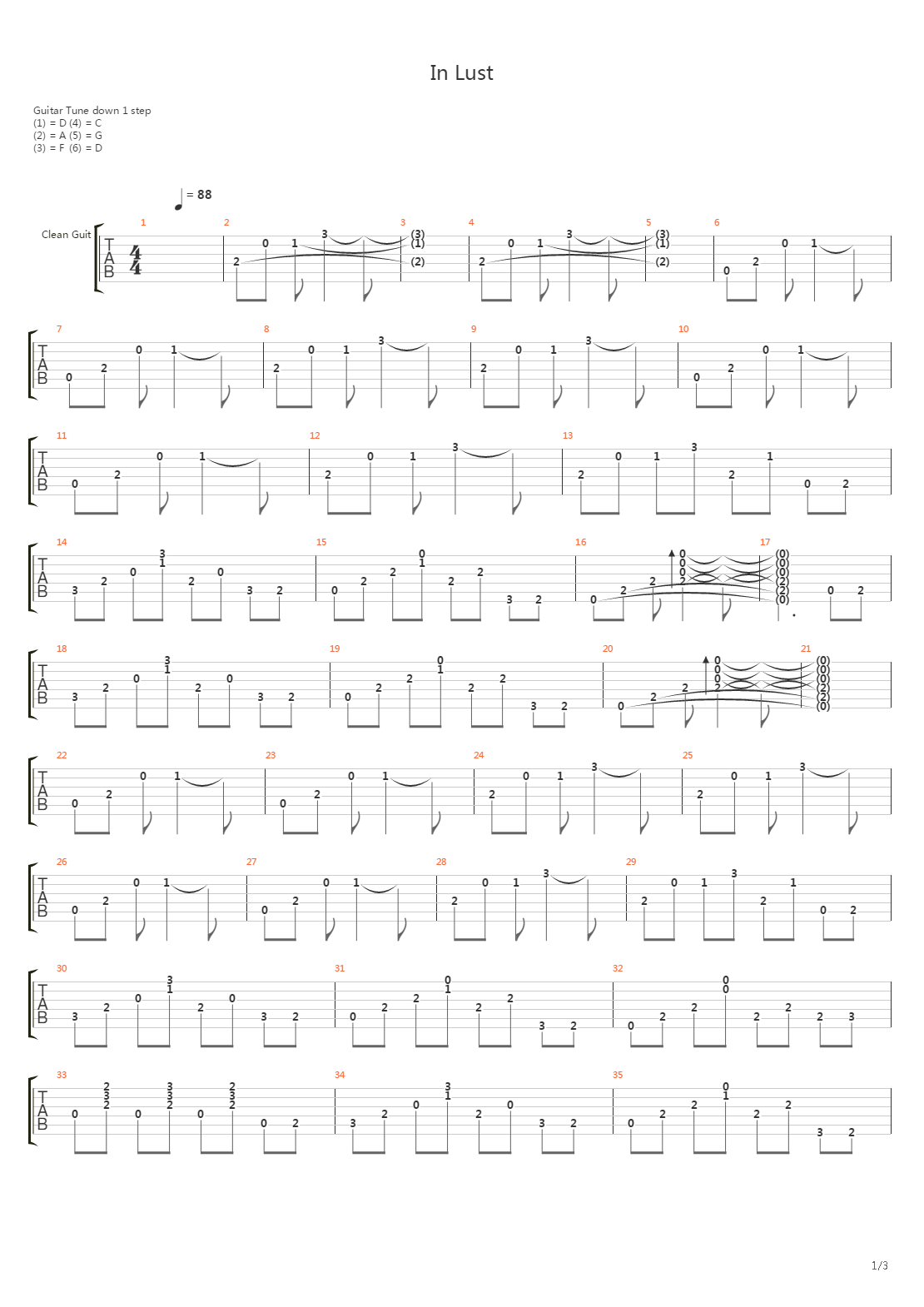 In Lust吉他谱