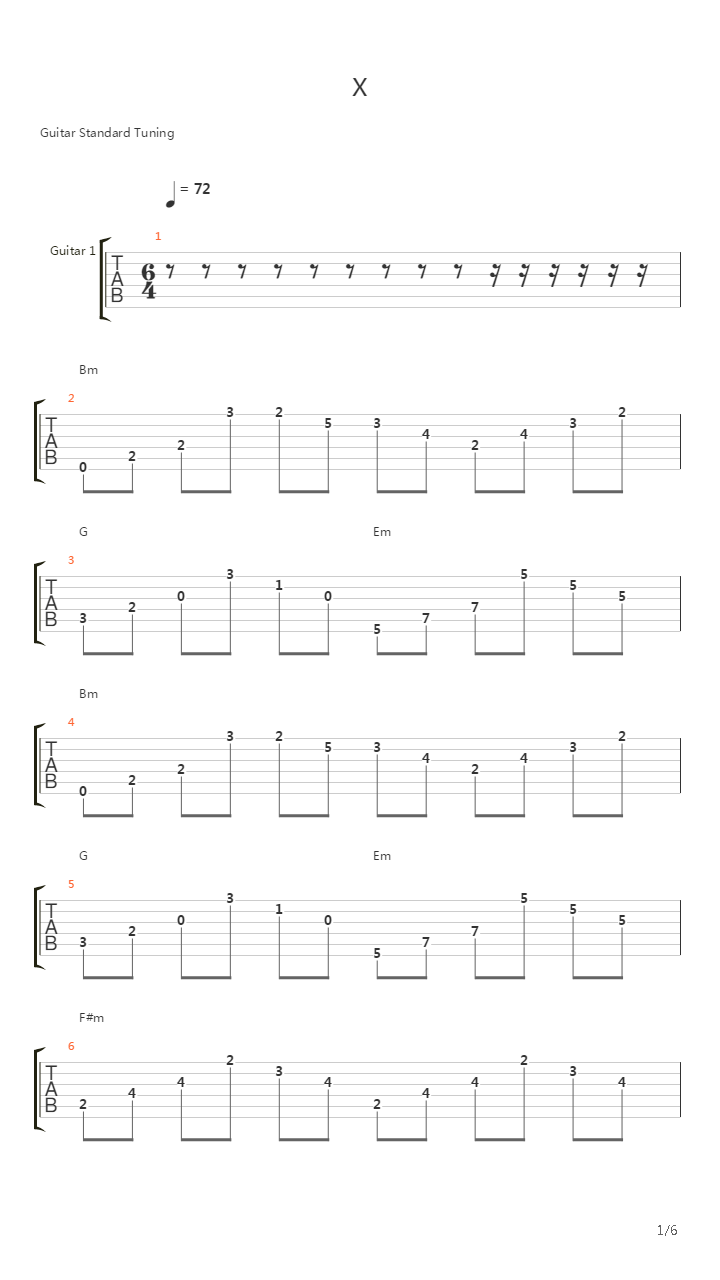 X吉他谱