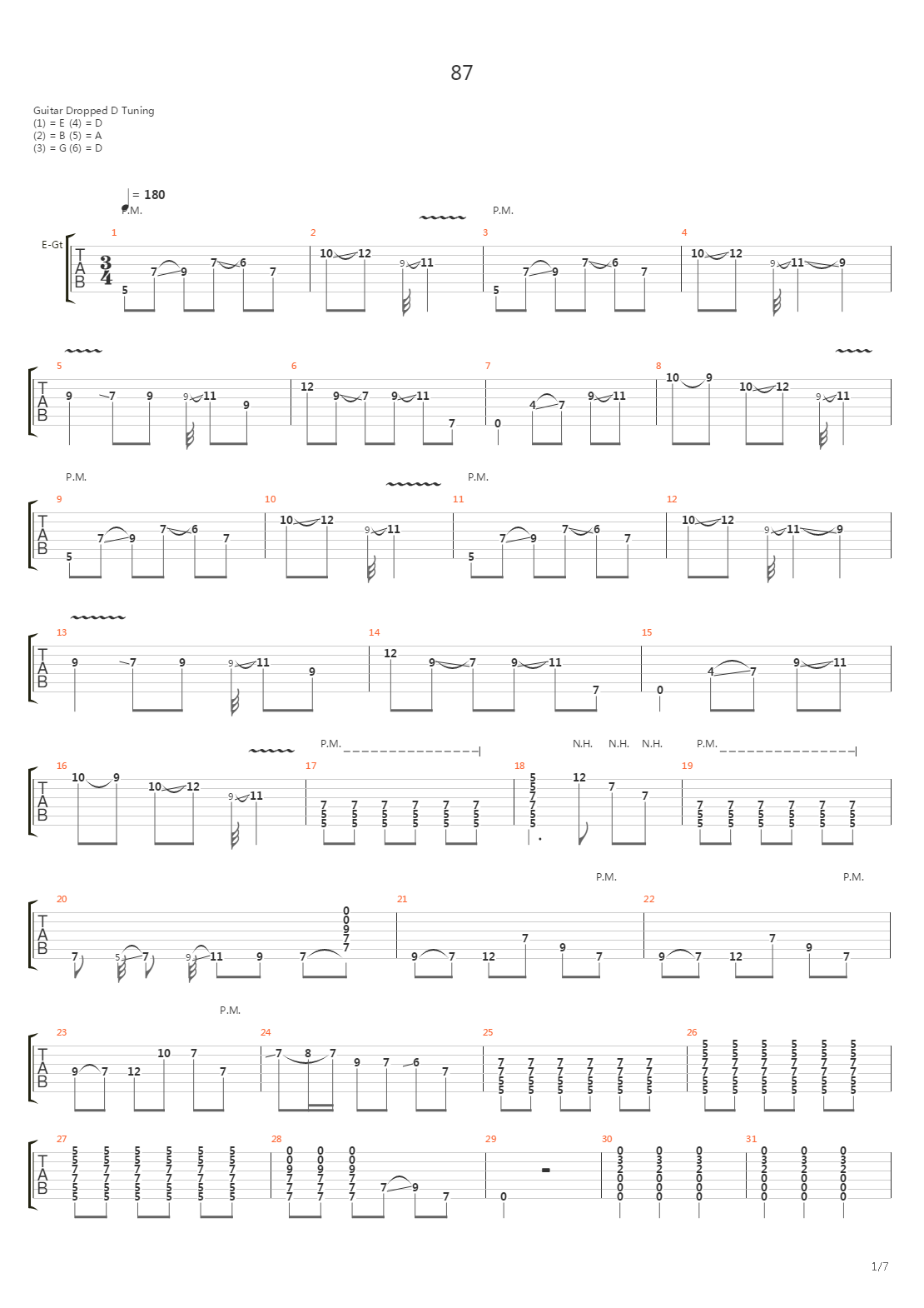 87吉他谱