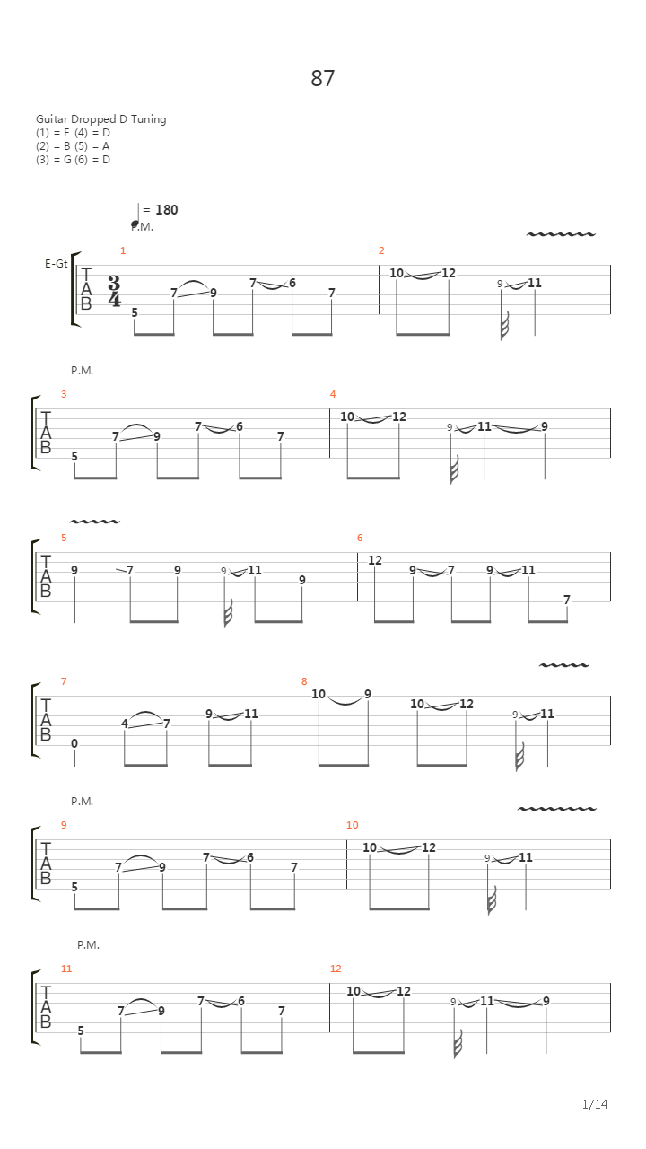 87吉他谱