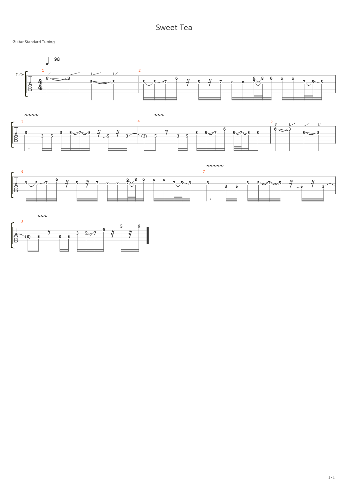 Sweet Tea吉他谱