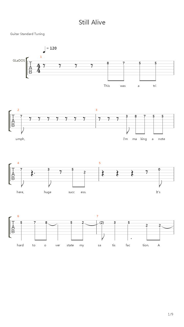 Still Alive吉他谱