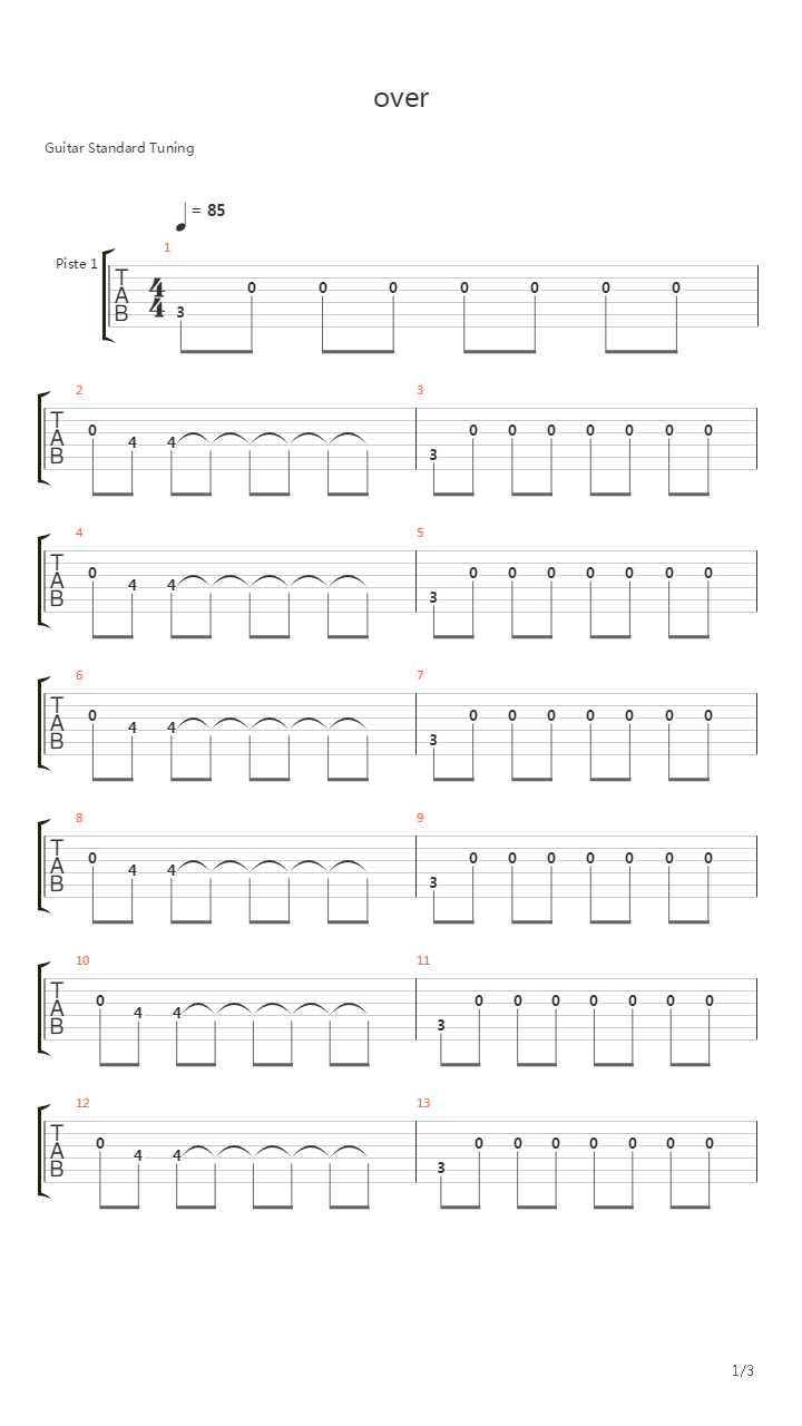 Over吉他谱
