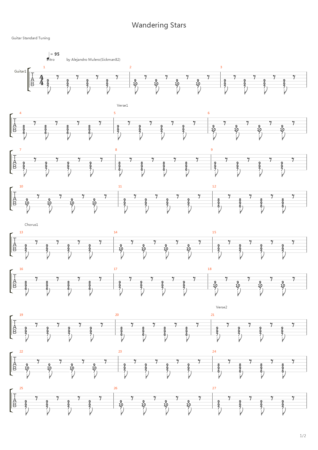 Wandering Stars吉他谱