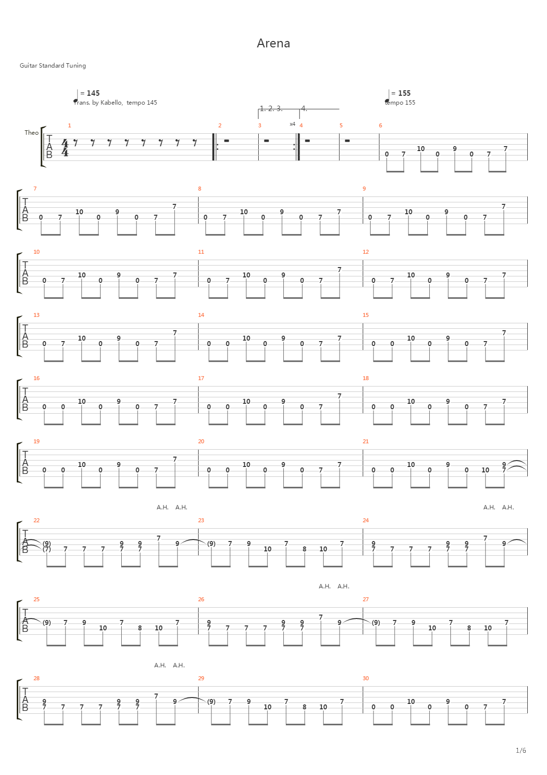 Arena吉他谱