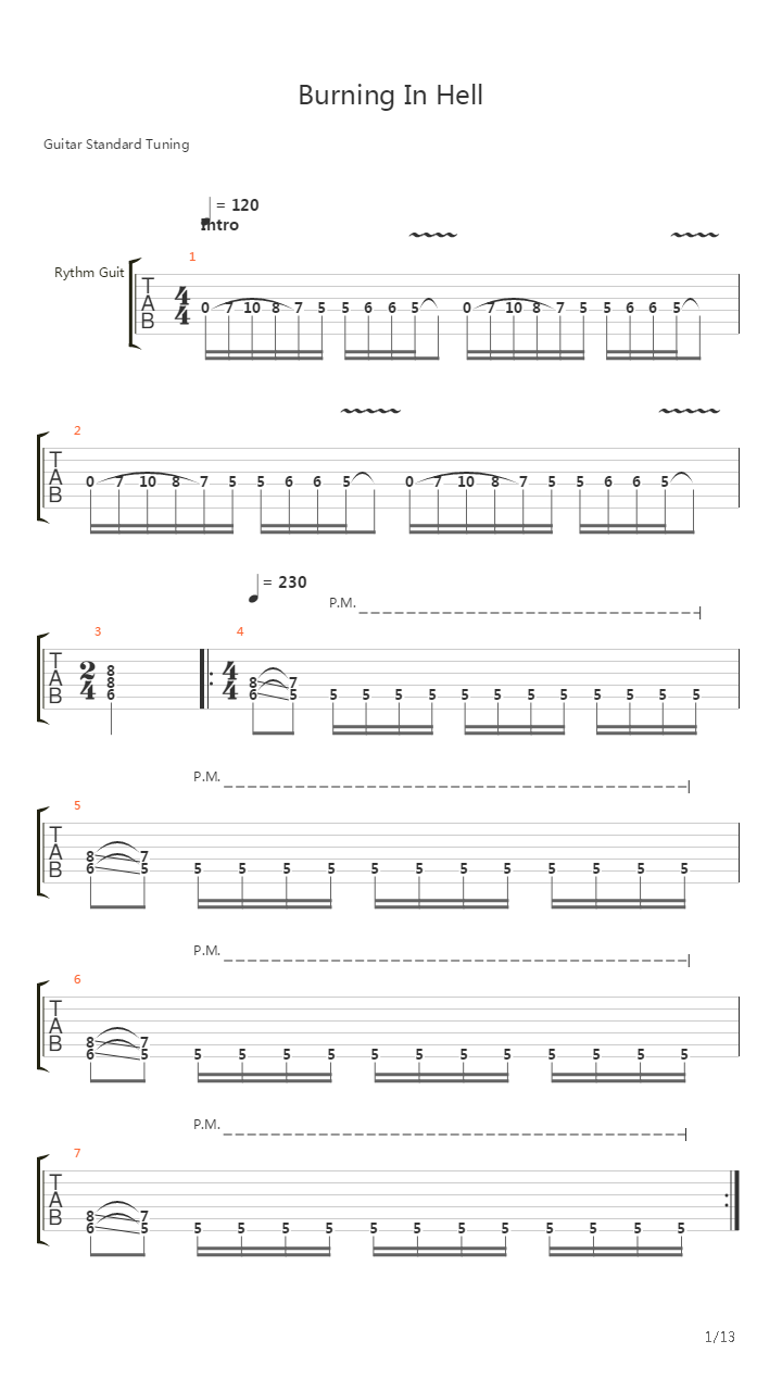 Burning In Hell吉他谱