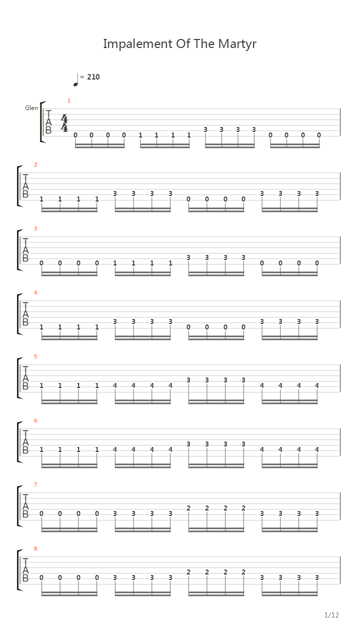 Impalement Of The Martyr吉他谱