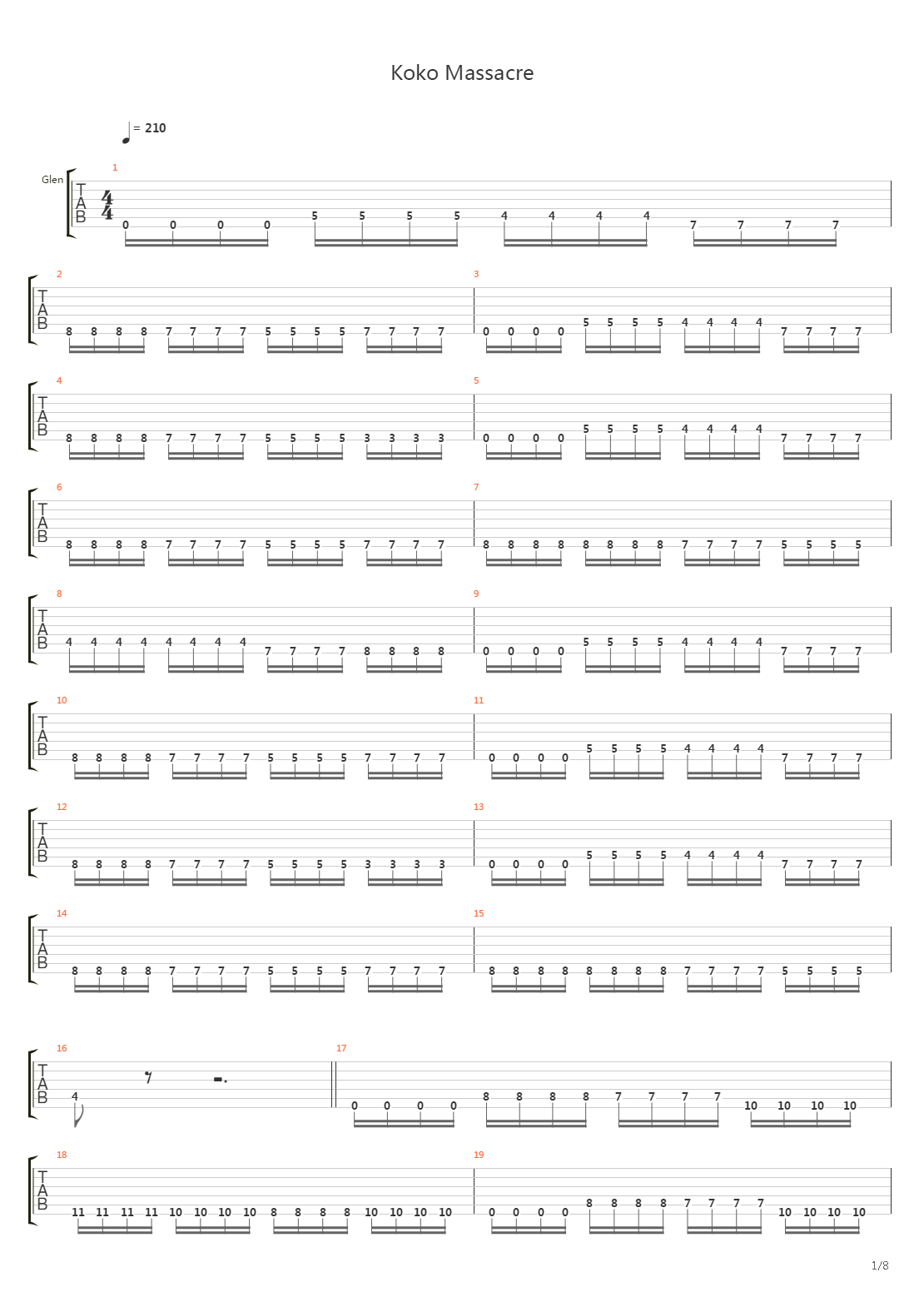 Koko Massacre吉他谱