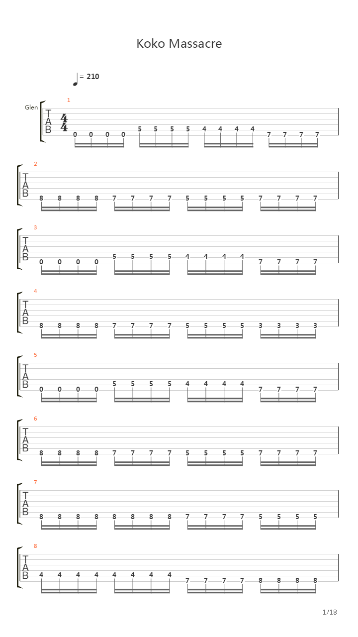 Koko Massacre吉他谱