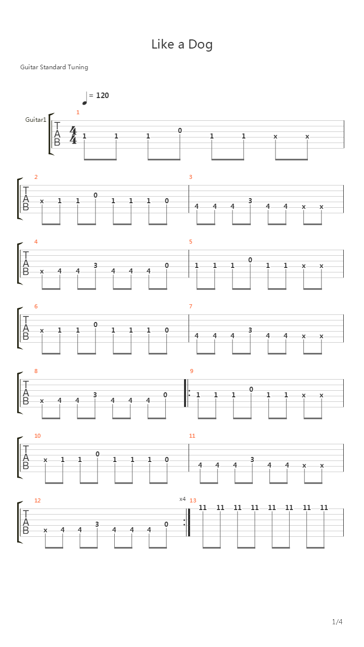 Like A Dog吉他谱