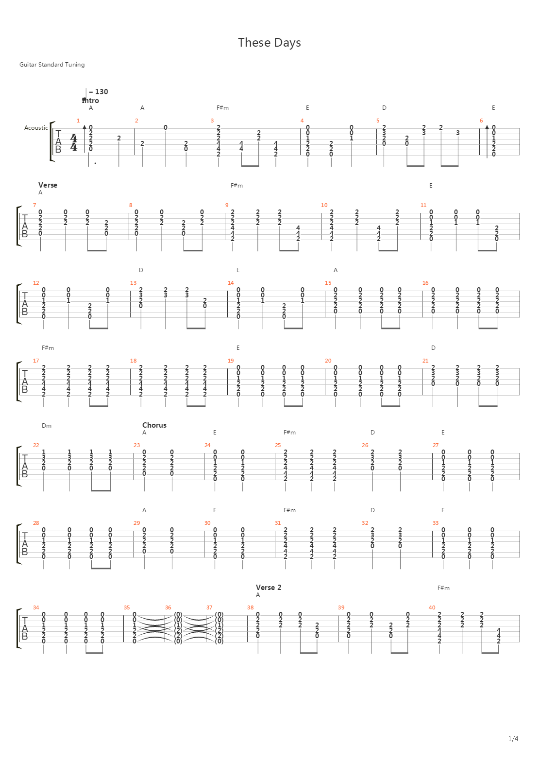 These Days吉他谱