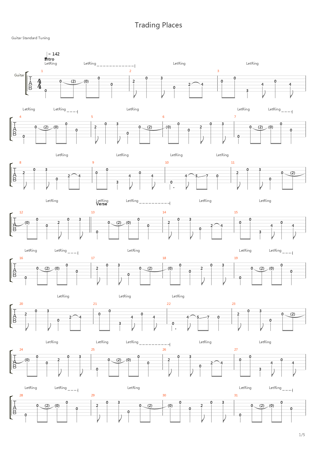 Trading Places吉他谱
