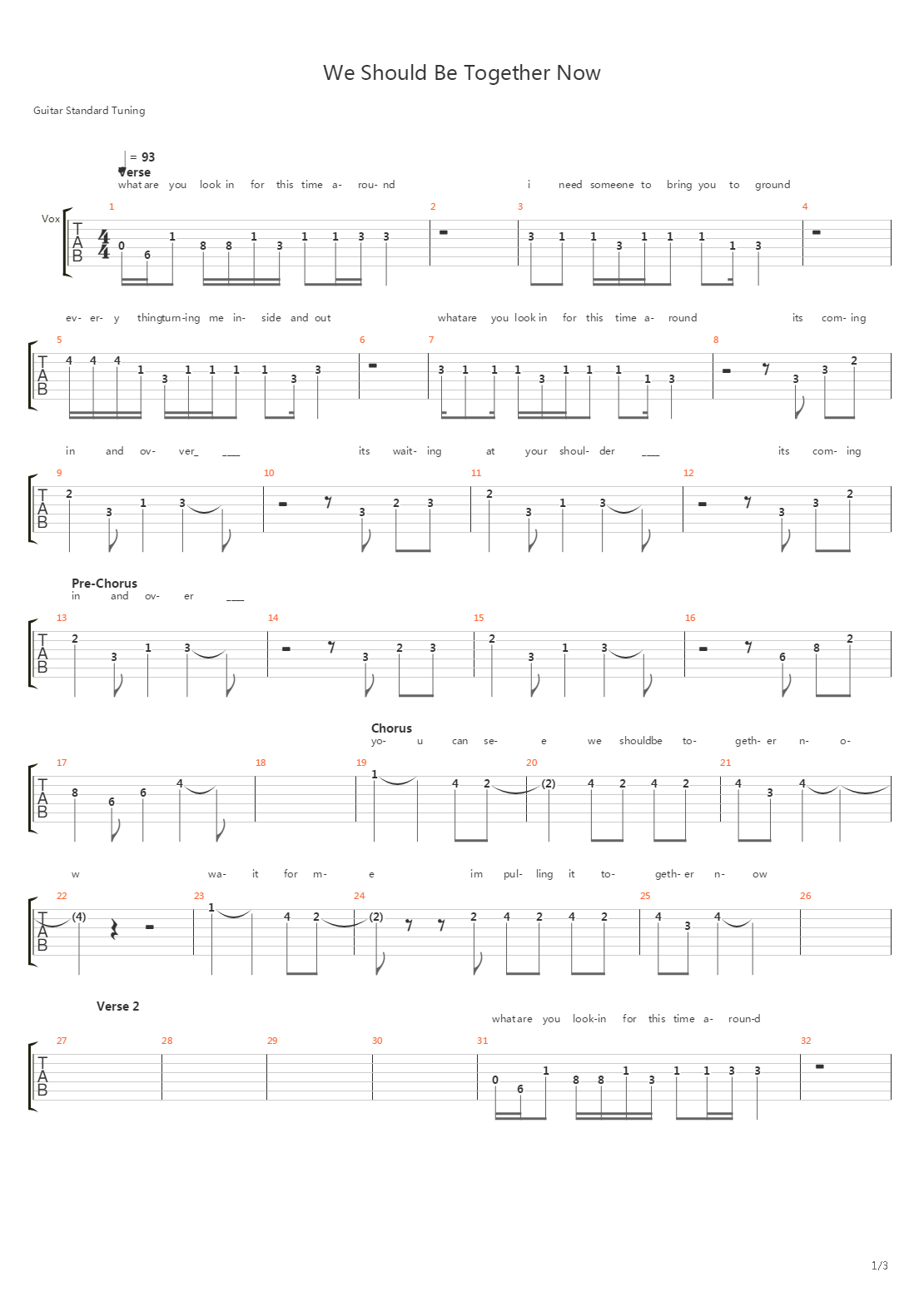 We Should Be Together Now Full吉他谱