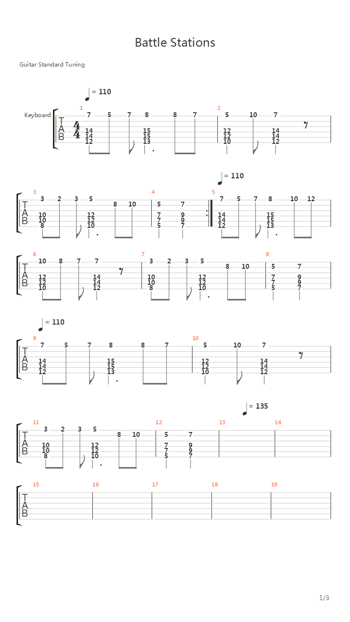 Battle Stations吉他谱