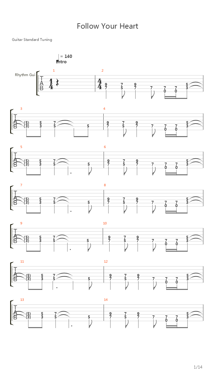 Follow Your Heart吉他谱