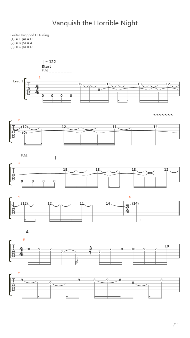 Vanquish The Horrible Nigth吉他谱