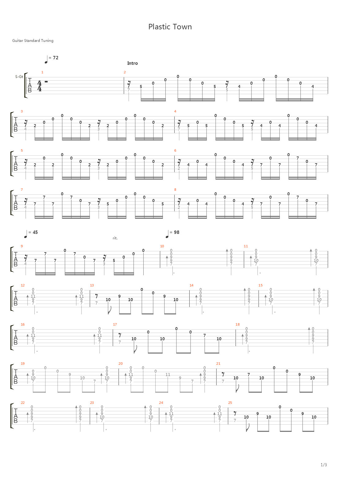 Plastic Town吉他谱