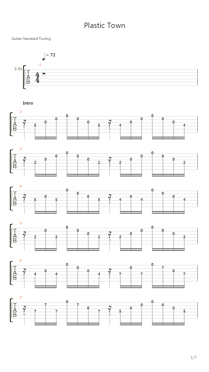 Plastic Town吉他谱