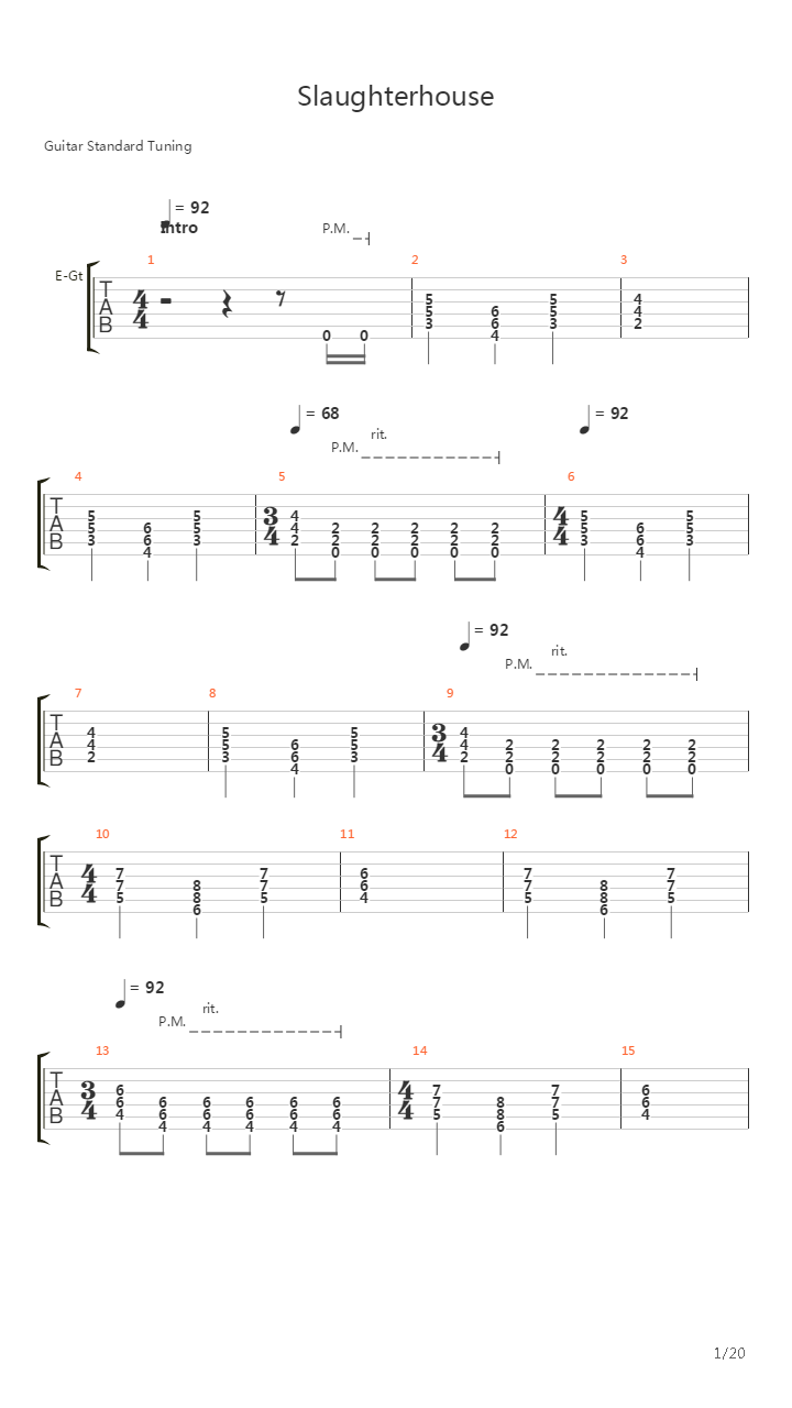 Slaughterhouse吉他谱
