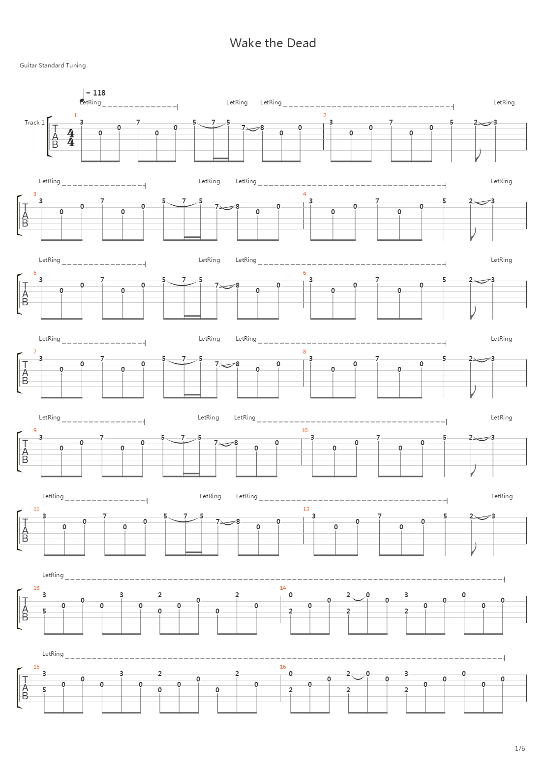 Wake The Dead吉他谱