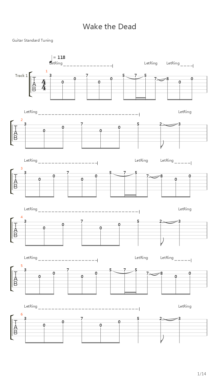Wake The Dead吉他谱