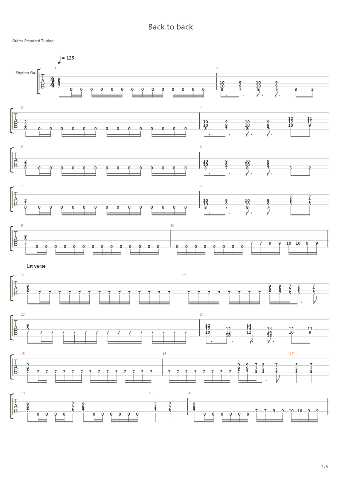 Back To Back吉他谱