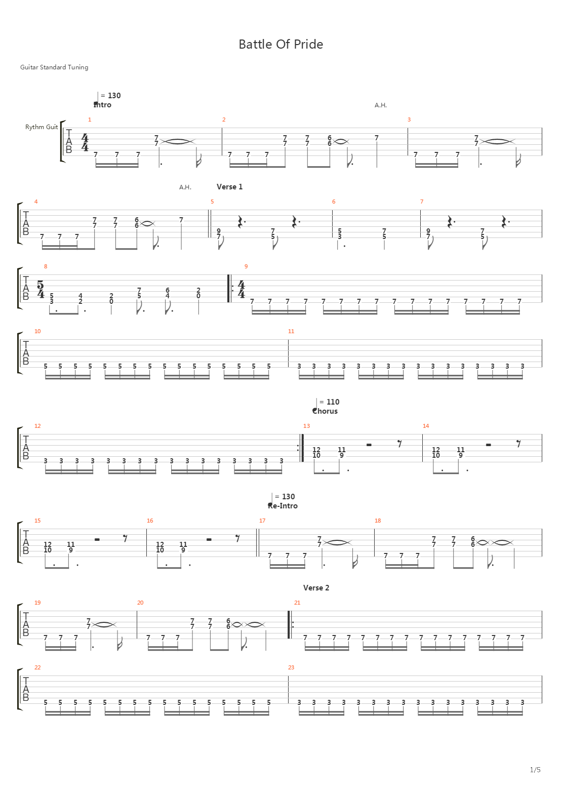 Battle Of Pride吉他谱