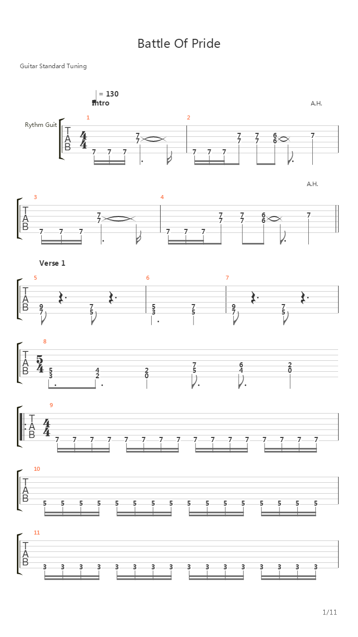 Battle Of Pride吉他谱