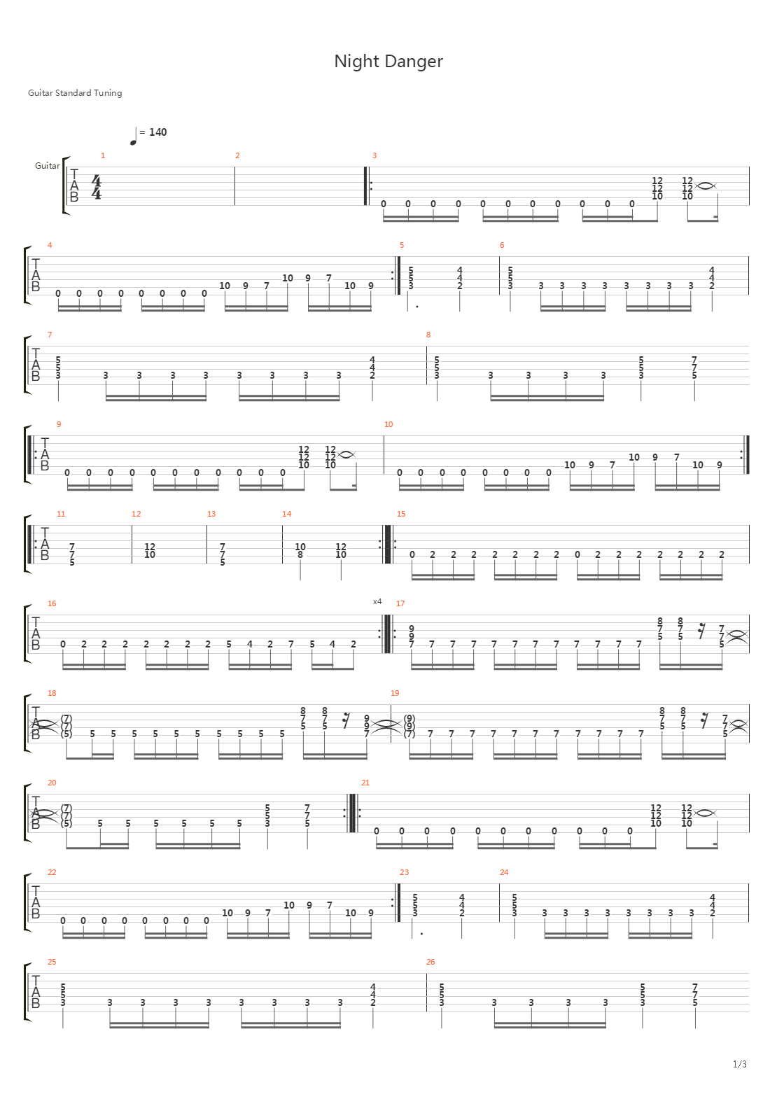 Night Danger吉他谱