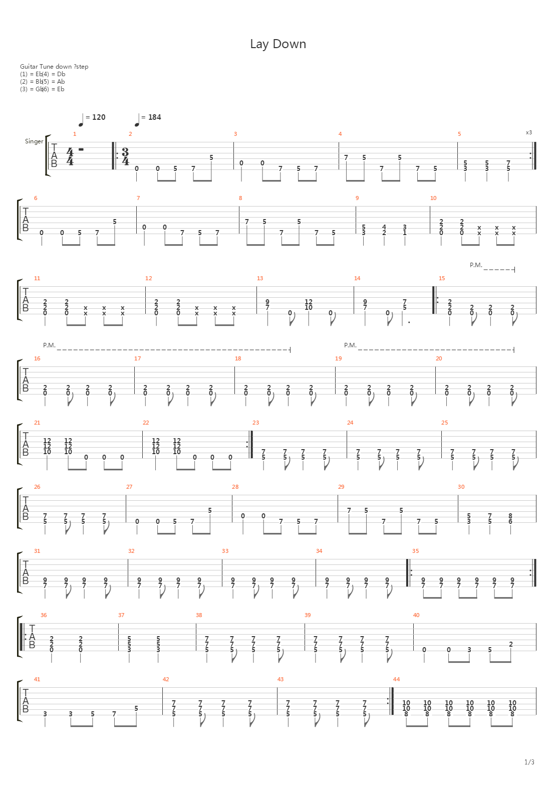 Lay Down吉他谱